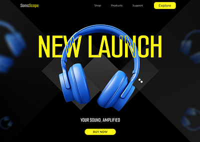 Headphone Landing Page animation dailyui headphones motion graphics typography ui