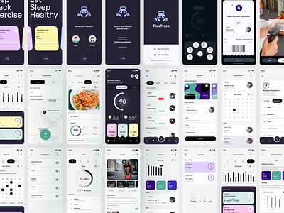 Fitness Tracking App UI Kit app design exerciseroutine fitlife fitness center fitnessapp fitnessgoals fitnesskit fitnesssuccess fitnesstracker fittech getfit gym healthylifestyle healthyliving ios kit trackandtransform trackyourprogress uiux workoutmotivation