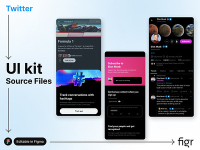 Make Twitter UI your own android app design branding design editable figma free instagram kit landing page mobile app mockup reddit social media template twitter ui ui kit ui ux website