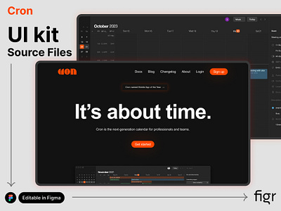 Make Cron UI your own branding calendar cron design editable figma free kit landing page modern ui productivity software template ui ui kit ui ux web design webapp website workspace