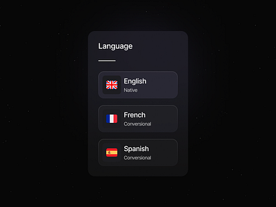 Language section for website design cv figma framer landingpage landuglage resume ui ui design uiux user interface design web design website widget