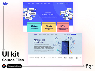 Make Air UI your own air branding collaborative design design software editable figma free kit landing page modern ui platform product product design template ui ui kit ui ux web design website