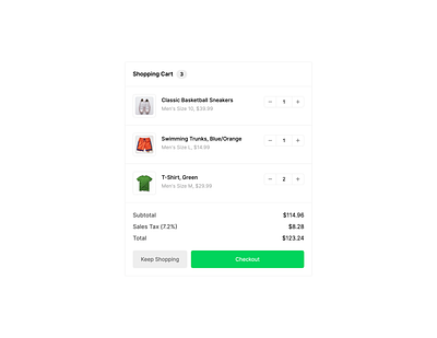 Mod - Shopping Cart cart checkout components css e commerce framework green html interface light mod payment shopping cart ui