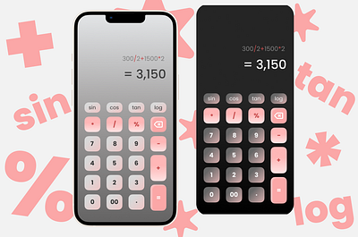 Calculator asthetics calculator dailyui dark mode light mode light pink ui uiux design