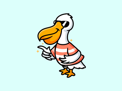 pelican animal bird character cool cute fishing glass illustration jaysx1 mascot pelican vector