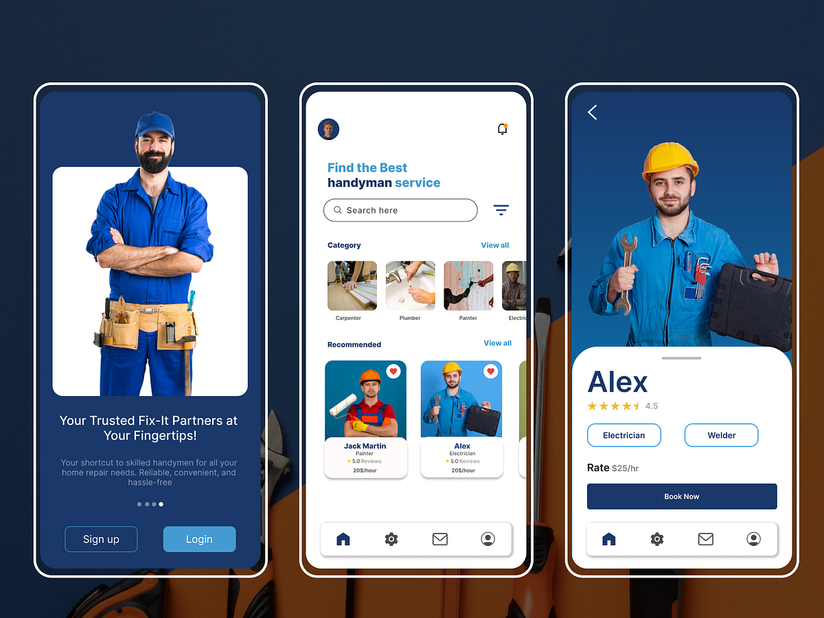 Handyman App Design by Guru TechnoLabs on Dribbble