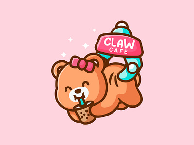 Bear 🐻 🧋 animal bear boba cafe cartoon character claw cofee cup cute drink kawaii machine mascot sweet
