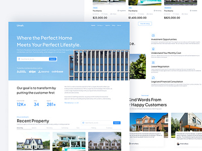 🏡 Umah - Real Estate Landing Page blue buy house company profile home house landing page minimalist real estate rent house sell house ui uiux ux website