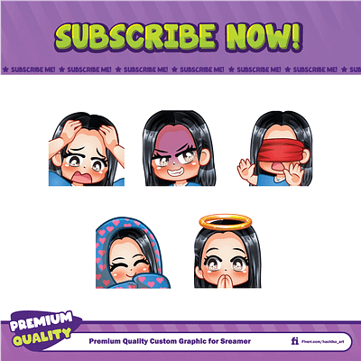 Chibi Girl Emote in blue clothes design discord emotes facebook emotes hachiko hachiko art illustration loyalty badges noai sub badges sub emotes twitch emotes ui youtube emotes