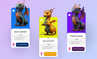 Dragon product cards- UI cards 3d 3d vector card design checkout ui dragons cards graphic design graphics illustration product cards ui ui element visual design