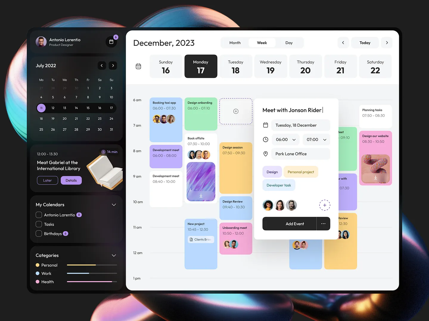 Innovative Calendar View Design for Enhanced Productivity