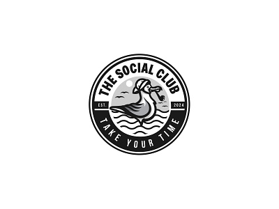The Social Club alex seciu badge logo bird logo branding logo design sea logo seagull seagull logo