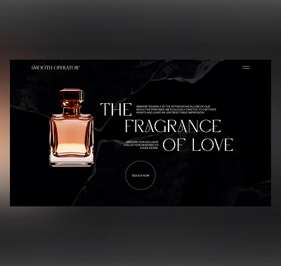 Hero section of a fragrance store clean design cosmetic dark theme design fragance hero section landing page minimal perfume ui uiux user experience user interface ux web design website