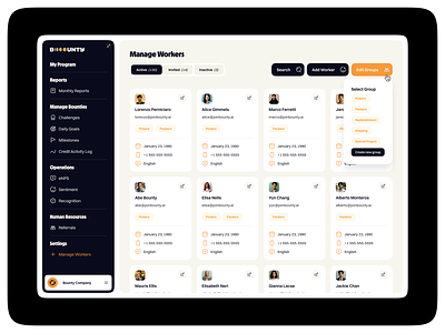 Manage Workers Dashboard creative dashboard design hr human resources minimal people setup ui ux workers