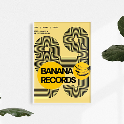 BANANA RECORDS 🍌 banana brand identity branding comtemporary illustration mockups modern poster poster art record store records vinyl