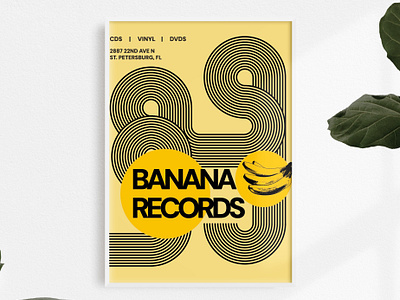 BANANA RECORDS 🍌 banana brand identity branding comtemporary illustration mockups modern poster poster art record store records vinyl