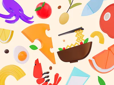 B2B SaaS Platform — Icon Set Design for Product Categories 3d b2b blender colors design figma food graphic design icon icons orange product purple saas tech yellow