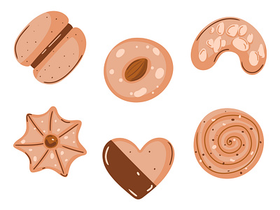 Tasty cookies in flat-lay style 2d art backery coofee shop cookie flat lay flatlay illustration vector web