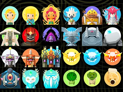 The Legend Of Zelda bokoblin breath of the wild flat frox ganon gleeok hinox illustration link mucktorok octorock rauru riju sidon talus tulin yunobo