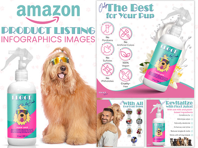 Amazon Listing Infographics Images || Pet Floof Juice a content adobe illustrator adobe photoshop amazon amazon infographics amazon listing amazon listing images ebc ebc design graphic design infographics listing listing design listing images