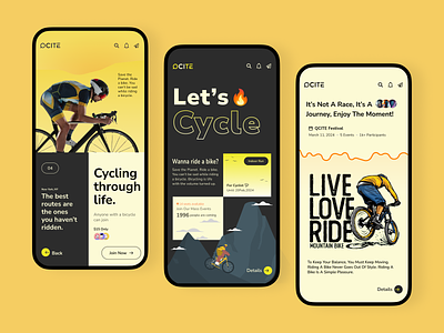 Qcite || Mobile Application for Cyclist app app design application bike clean design cycle designer exercise fitness freelance mobile notification paddle project remote sports tracking ui upgrade uxui