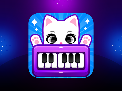 Piano Cat Tiles: Icon 2 cat cat game cat icon cat tiles character design game game icon icon icon design illustration kitty mobile game music music game piano piano game piano icon piano tiles