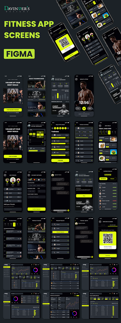 Fitness App & Dashboard Screens appdesign fitnessapp healthapp healthylifestyle mobileapp uiux workout