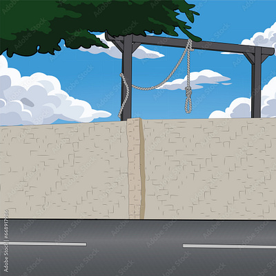 Gallows environment for cartoon videos vector illustration death