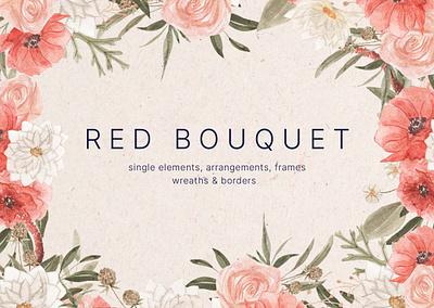 Red Bouquet Watercolor Design Elements flower png flowers graphics graphics download graphics png red flower watercolor watercolor png