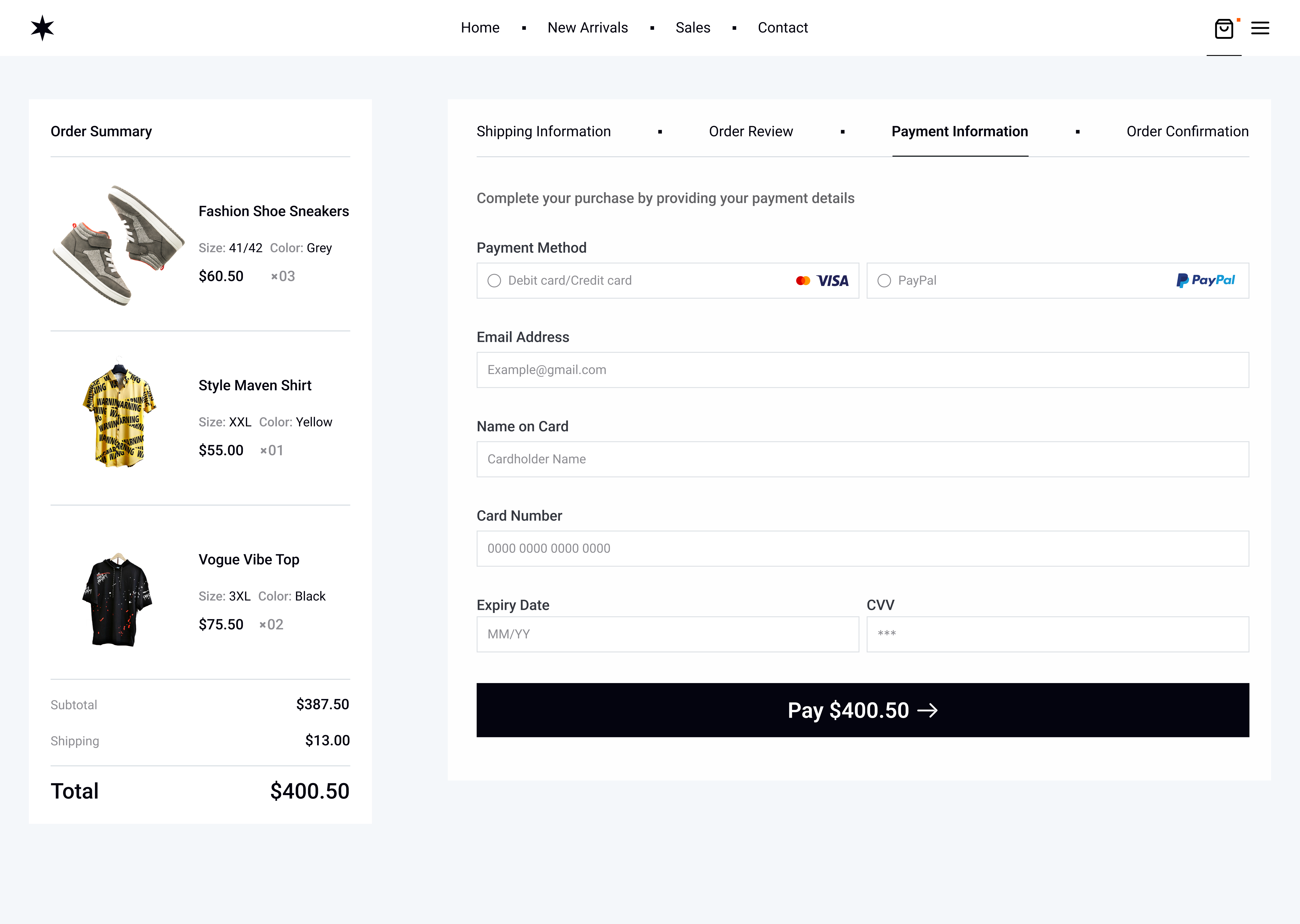 E-commerce Credit Card Checkout Page design ui