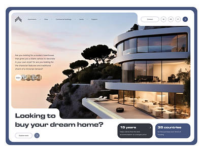 Real estate | First screen 2024 cards colorful design designer first screen modern real estate style trends typography ui ux web web designer