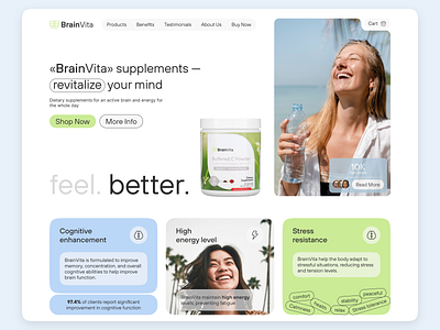 Lending page for the company BrainVita landing supplements ui website