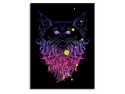 Madcat Poster blacklight bubbles cat gig poster graphic design illustration madlib maine coon poster print