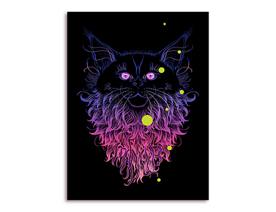 Madcat Poster blacklight bubbles cat gig poster graphic design illustration madlib maine coon poster print