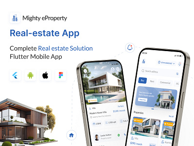 Mighty eProperty - Complete Real Estate Solution App ai app branding card chatbot design designtrend glasseffect innovativeux inspiration pricing property realestate rent service trend uiux widget