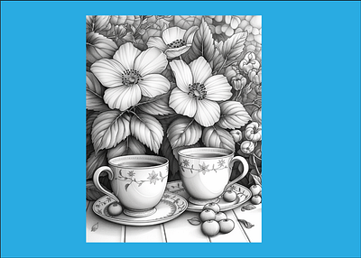 Tea in The Garden Coloring Pages For Adult. adult book adult coloring adult coloring book adult coloring page adult pages amazon amazons graphic design kdp kdp amazon kids coloring kids coloring book kids coloring page tea in the garden