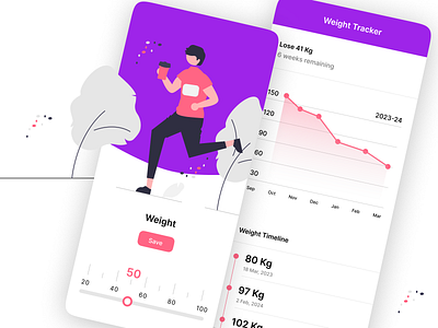 Weight tracking app branding design fitness graphic design health illustration logo typography uiux weight weighttracker wellnessapp