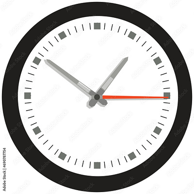 Analogue wall clock vector illustration second