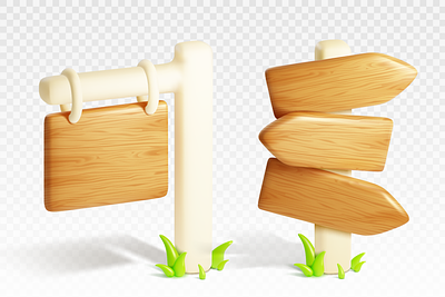 Set of 3D wooden signboards 3d design game game design illustration realistic sign vector wood