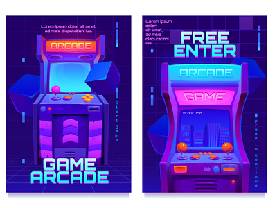 Vintage 80s Arcade game poster arcade design game game design illustration mashine poster retro ui vector y2k