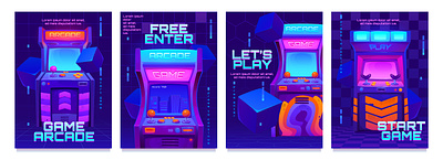 Vintage 80s Arcade game poster arcade design game game design illustration mashine poster retro ui vector y2k