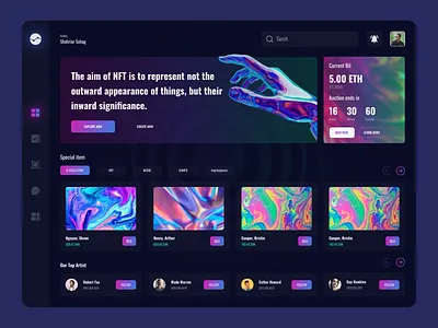 NFT Dashboard UI UX Design design interface product service startup ui ux web website