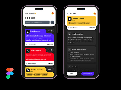 Job portal mobile application concept branding creative app design thinking iphone job ui ux