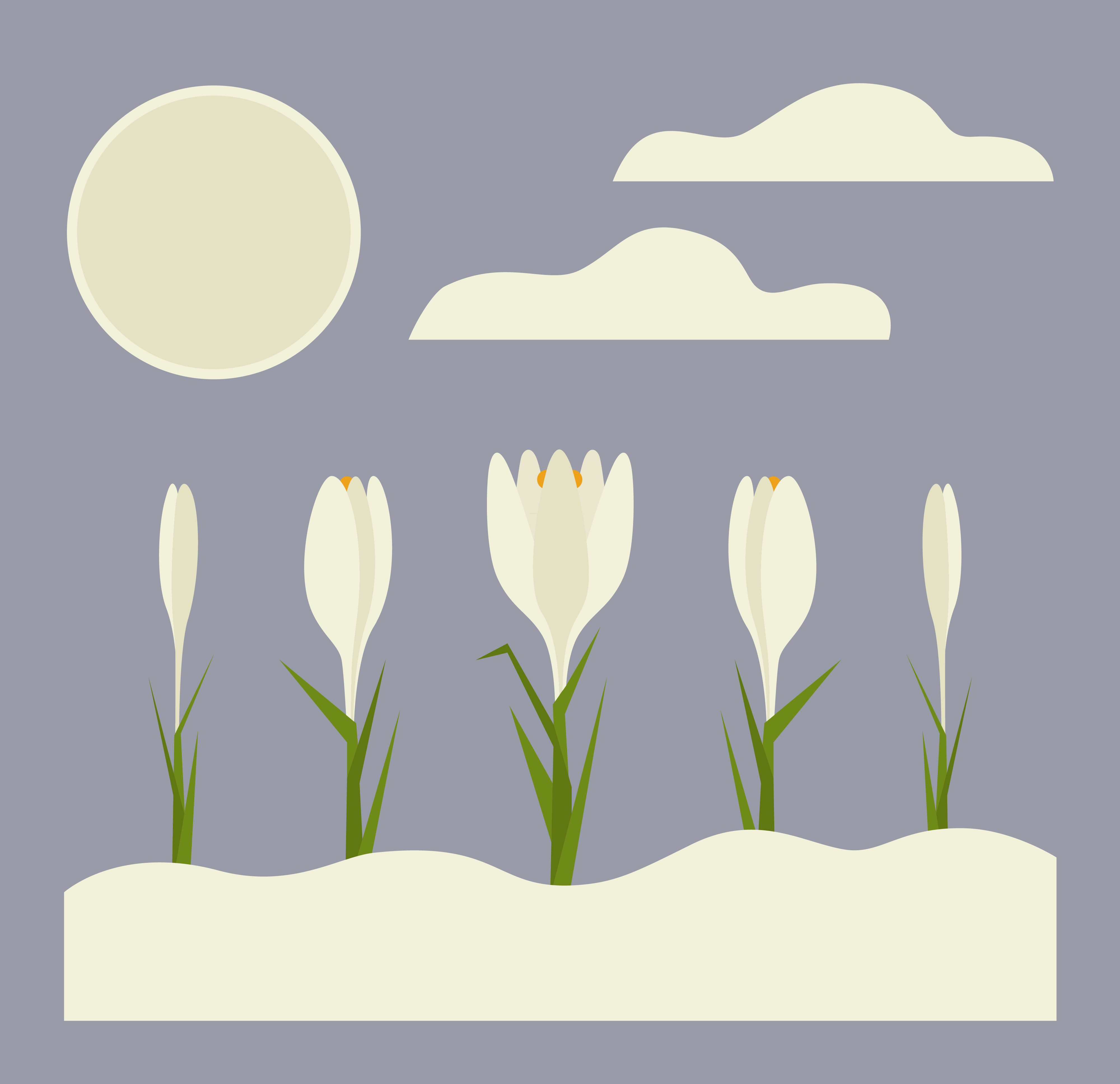 Spring illustration composition crocus design doodle drawing floral flowers graphic design illustration landscape nature picture poster print saffron seasonal spring sun