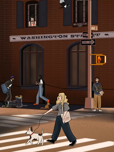 Washington street animation animation character design follow graphic design illustration logo personage portrait