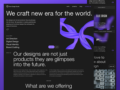Orion Design Studio - new era design agency 3d agency agency website creative agency home page landing page landingpage layout design space typhography ui uiux ux web