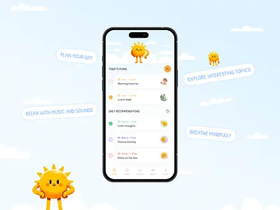 Meditation App, healthcare, daily recommendations app application mobile mobile app ui uiux ux ux design uxdesign uxui uxui design