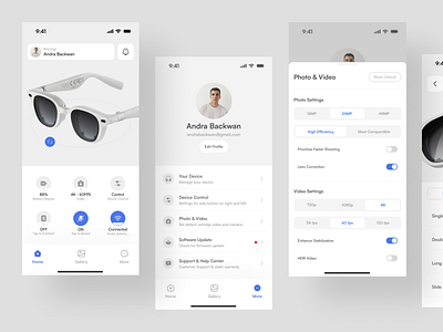 Spectra - Smart Eyeglasses Controller App app app design case study clean controller controller app design glasses meta mobile mobile app rayban smart smart glases smart glasses ui