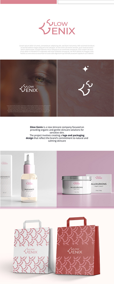 Glow Genix Skincare company branding graphic design logo packging design skincare