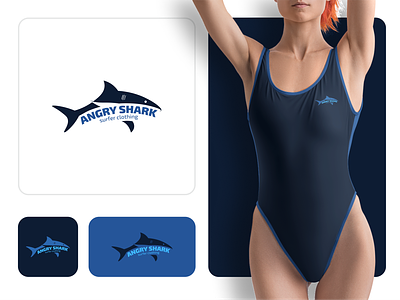 Angry Shark brand branding design fish identity logo logotype sea shark surf surfing swim wave